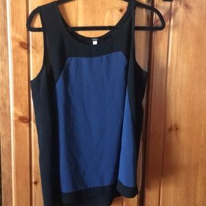 Blue and black tank top